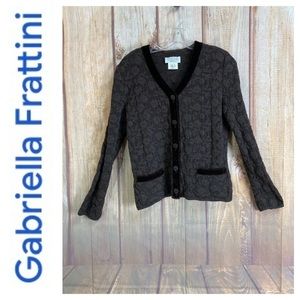 ➡️Gabriella Frattini Donna Brown Wool Blend Textured Cardigan Size 8